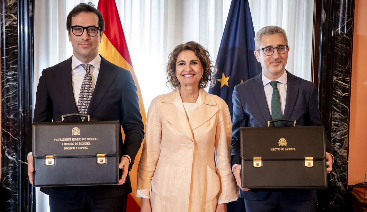 Carlos Cuerpo, Arcadi Espa&ntilde;a y Mar&iacute;a Jes&uacute;s Montero