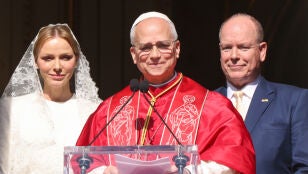 La princesa Charlene, el papa Le&oacute;n XIV y Alberto II de M&oacute;naco
