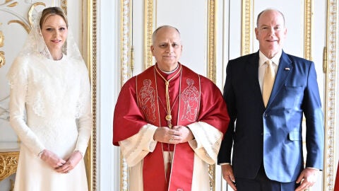 La princesa Charlene, el papa León XIV y Alberto II de Mónaco