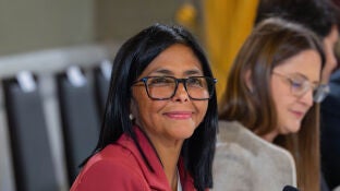 March 25, 2026, Caracas, Venezuela: Venezuela Interim President Delcy Rodriguez, listens during a bilateral meeting with U.S. Interior Secretary Doug Burgum, at the Miraflores Palace, March 4, 2026, in Caracas, Venezuela. Burgum led an American delegation following the capture of Venezuelan President Nicolas Maduro by U.S Forces.,Image: 1086149558, License: Rights-managed, Restrictions: , Model Release: no, Credit line: Andrew King/Interior Department / Zuma Press / ContactoPhotoEditorial li...