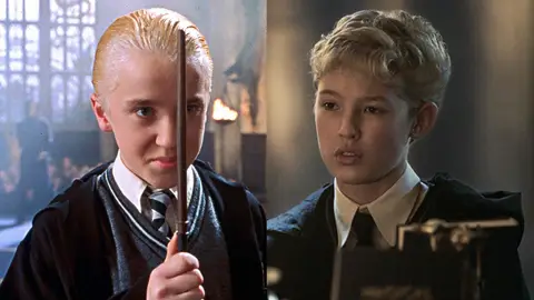Tom Felton y Lox Pratt como Draco Malfoy en Harry Potter Tom Felton y Lox Pratt como Draco Malfoy en Harry Potter