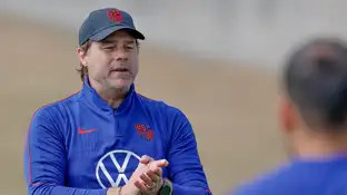 Mauricio Pochettino durante un entrenamiento con USA Team Mauricio Pochettino durante un entrenamiento con USA Team