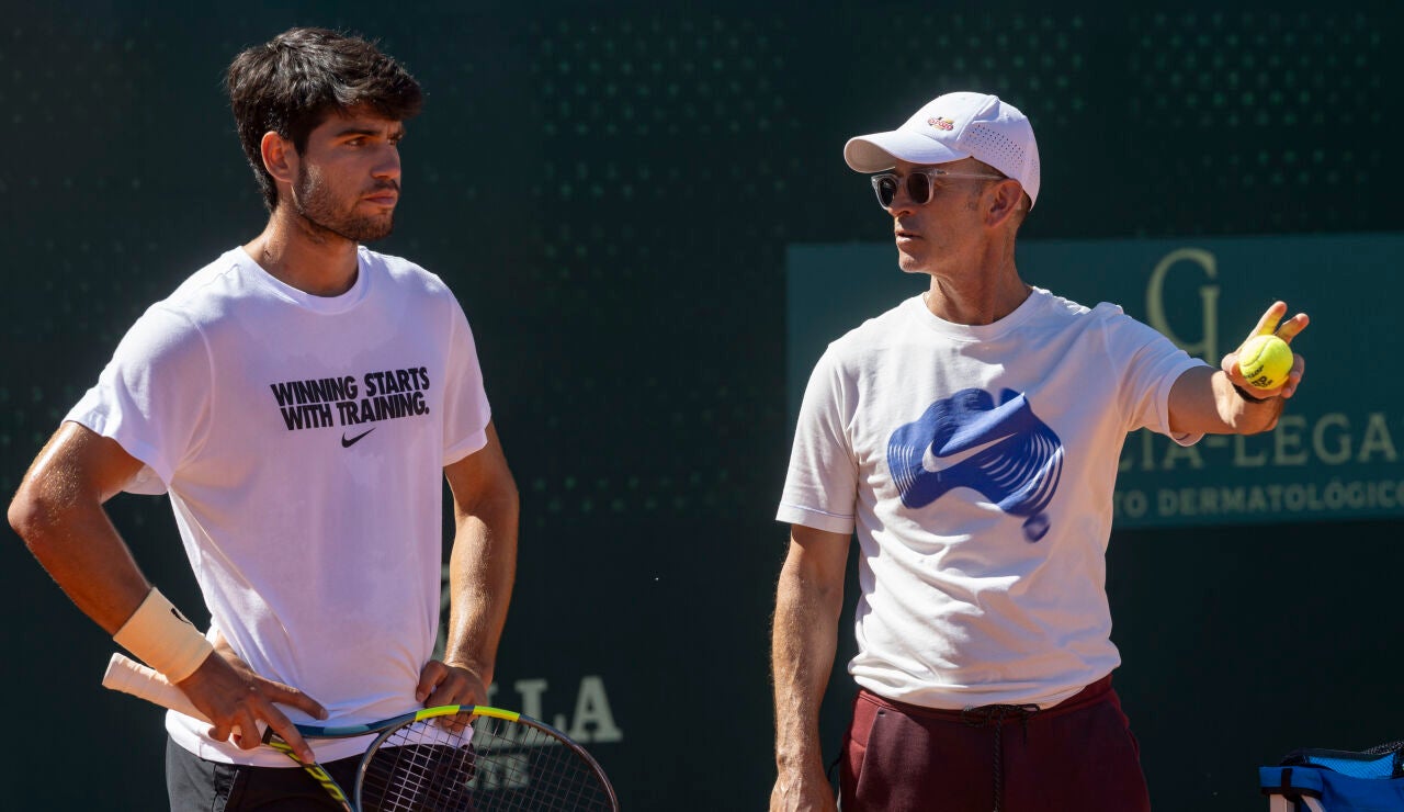Samu L&oacute;pez y Juan Carlos Ferrero, en el Real Murcia Club de Tenis 1919