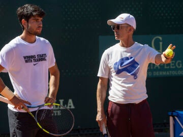 Samu L&oacute;pez y Juan Carlos Ferrero, en el Real Murcia Club de Tenis 1919
