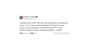 Publicación de Trump en Truth Social