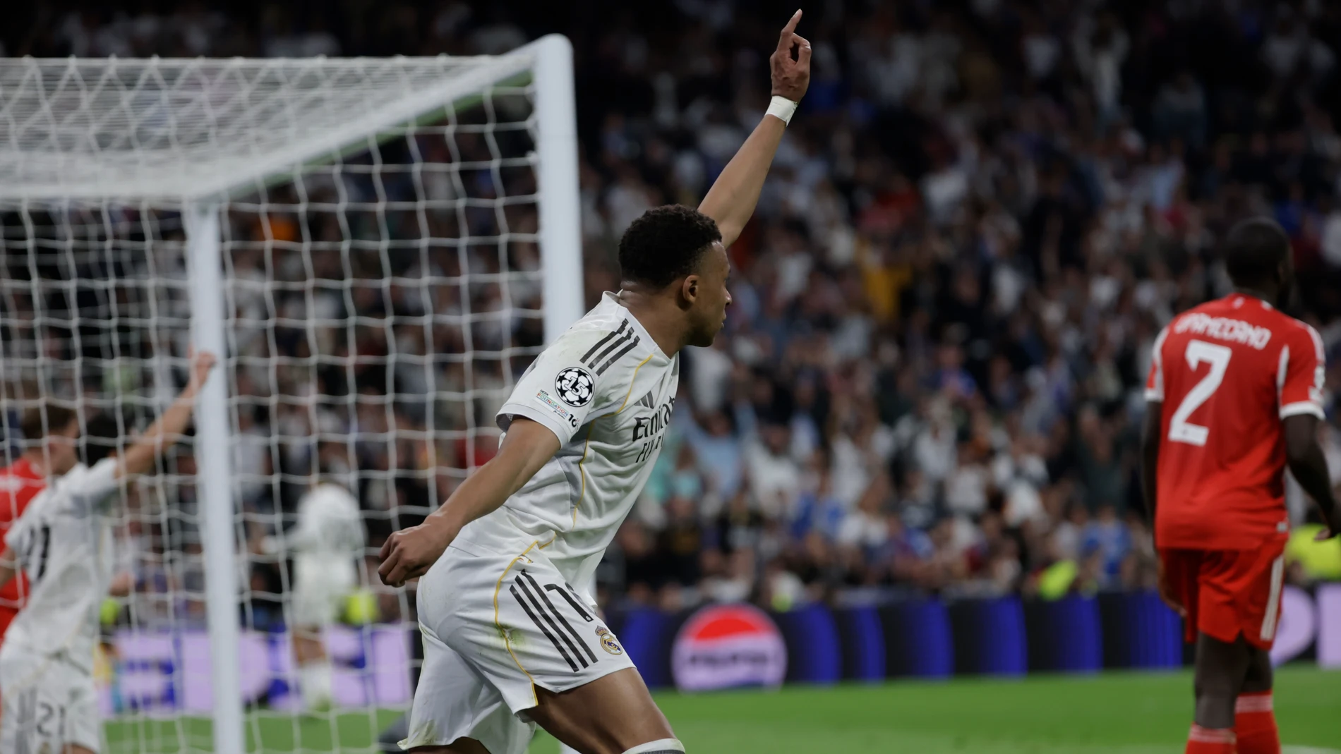 Mbappé tras marcar el 1-2 en el Real Madrid-Bayern Mbappé tras marcar el 1-2 en el Real Madrid-Bayern