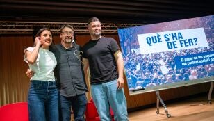 El portavoz de ERC en el Congreso de los Diputados, Gabriel Rufi&aacute;n (d) y la secretaria pol&iacute;tica de Podemos y eurodiputada, Irene Montero