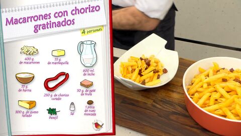 Ingredientes Macarrones con chorizo gratinados