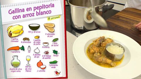 Ingredientes Gallina en pepitoria con arroz blanco