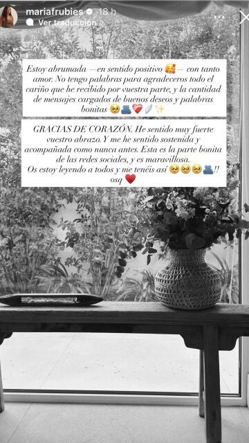 Las palabras de agradecimiento de María Fernández-Rubíes tras su aborto