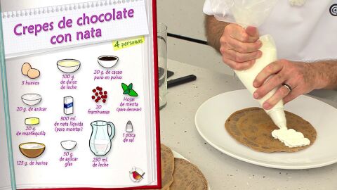 Ingredientes Crepes de chocolate con nata