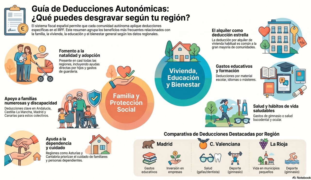 Lista de todas las deducciones de la Renta por Comunidad Aut&oacute;noma