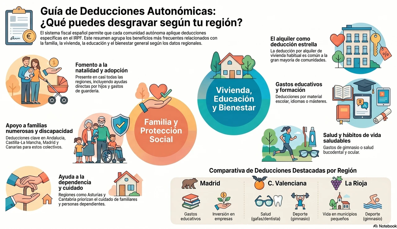 Lista de todas las deducciones de la Renta por Comunidad Autónoma