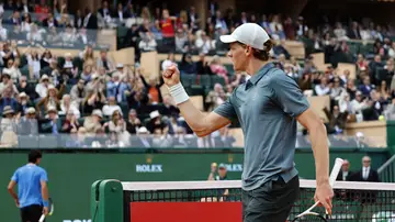 Jannik Sinner celebra un punto en la final de Montecarlo ante Alcaraz Jannik Sinner celebra un punto en la final de Montecarlo ante Alcaraz
