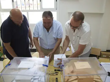 Mesa electoral contabiliza votos. Mesa electoral contabiliza votos.