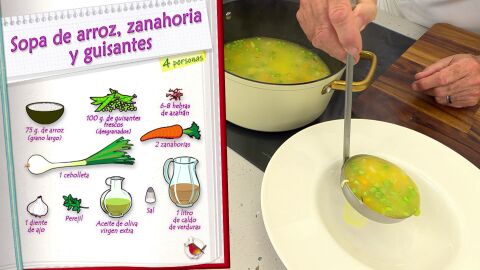 Ingredientes Sopa de arroz, zanahoria y guisantes