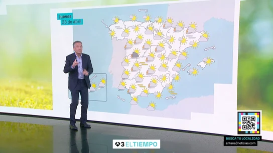 Roberto Brasero y la previsión del jueves 23 de abril Roberto Brasero explica dónde lloverá los próximos días