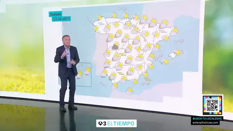 Roberto Brasero y la previsión del jueves 23 de abril Roberto Brasero explica dónde lloverá los próximos días