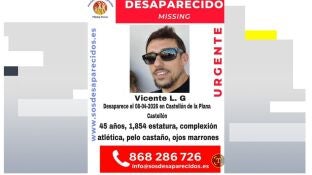 Cartel difundido por SOS Desaparecidos de Vicente L.G.