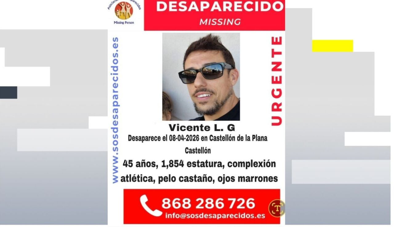 Cartel difundido por SOS Desaparecidos de Vicente L.G.