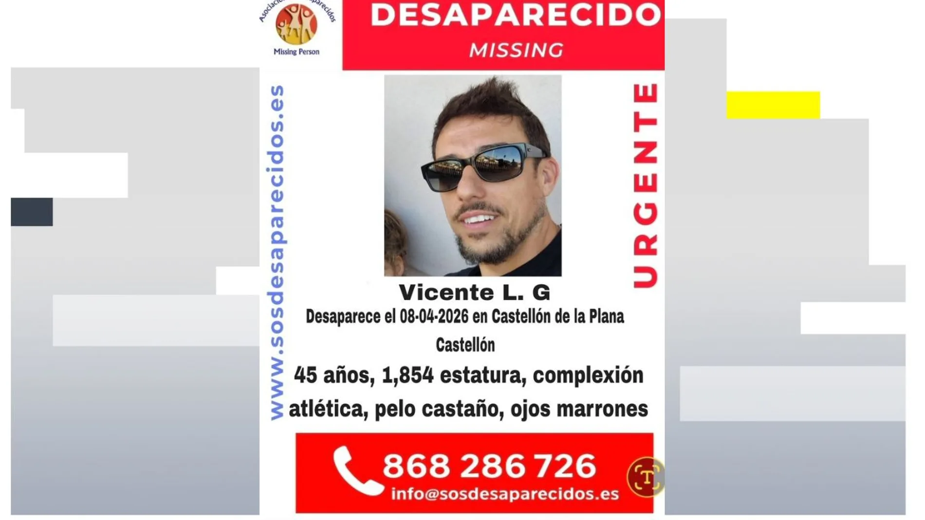 Cartel difundido por SOS Desaparecidos de Vicente L.G. Cartel difundido por SOS Desaparecidos de Vicente L.G.