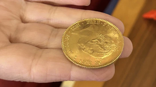 Una de las monedas pertenecientes al "Tesoro de Villanueva" Una de las monedas pertenecientes al "Tesoro de Villanueva"