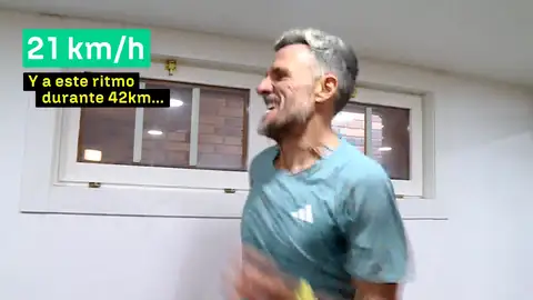 Chema Martínez, emulando el ritmo de carrera de Sabastian Sawe Chema Martínez, emulando el ritmo de carrera de Sabastian Sawe