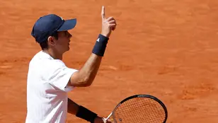 Rafa Jódar celebra un punto ante Kopriva