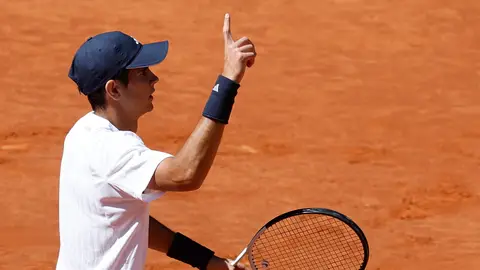 Rafa Jódar celebra un punto ante Kopriva Rafa Jódar celebra un punto ante Kopriva