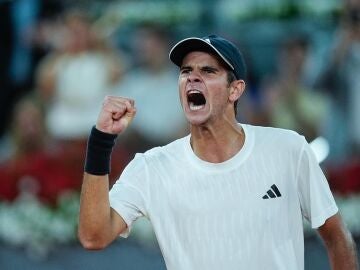 Rafa J&oacute;dar celebrando un punto en Madrid