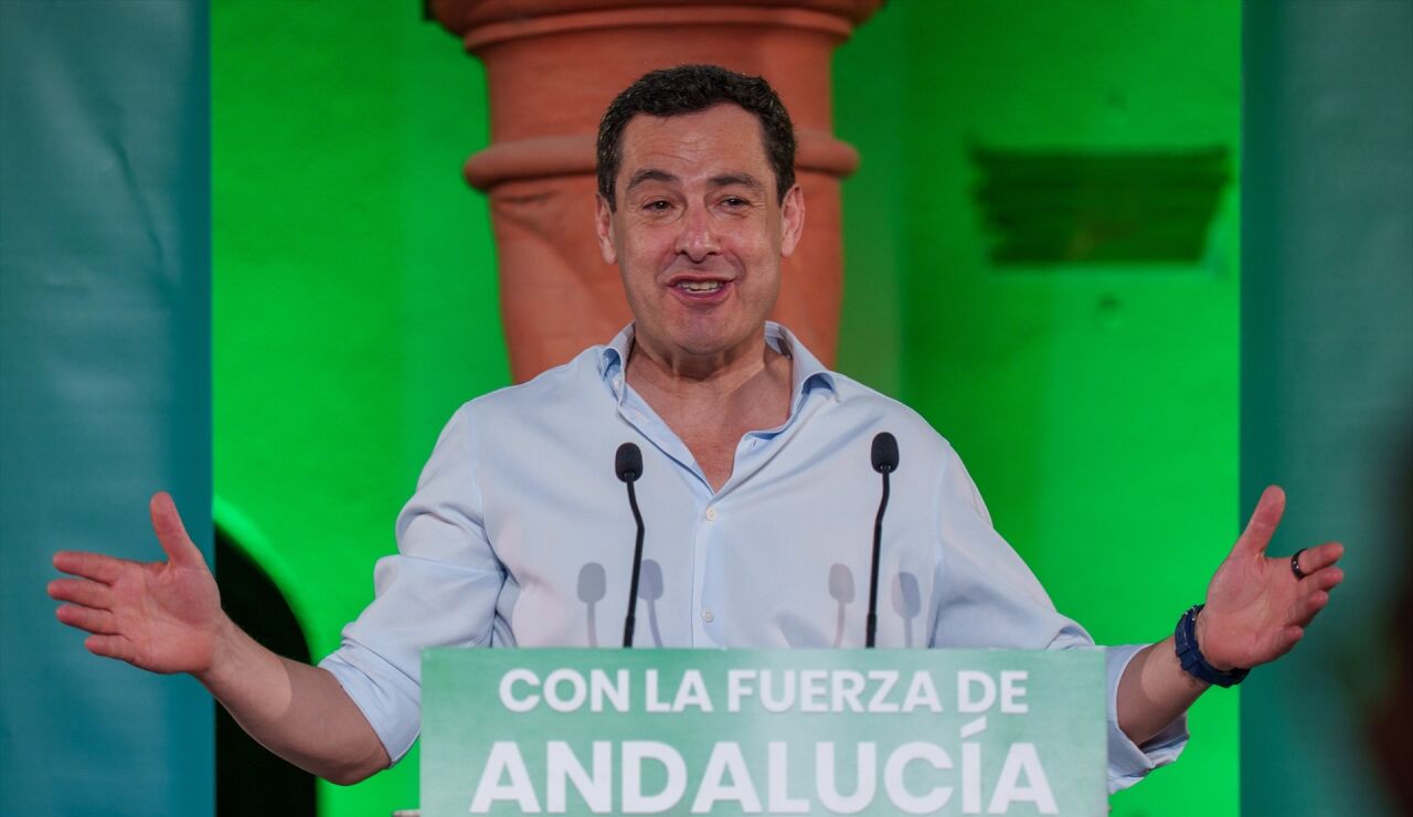 Juanma moreno primer d&iacute;a de campa&ntilde;a 2026