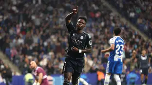 Vinicius celebra uno de sus dos goles ante el Espanyol Vinicius celebra uno de sus dos goles ante el Espanyol