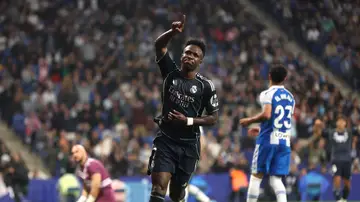 Vinicius celebra uno de sus dos goles ante el Espanyol Vinicius celebra uno de sus dos goles ante el Espanyol