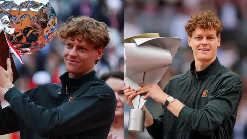 Jannik Sinner, con los trofeos de Montecarlo y Madrid Jannik Sinner, con los trofeos de Montecarlo y Madrid