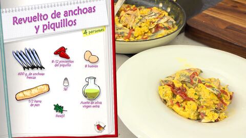 Ingredientes Revuelto de anchoas y piquillos