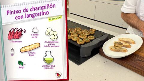 Ingredientes Pincho de champiñón con langostino