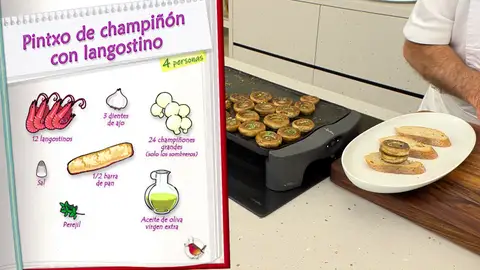 Ingredientes Pincho de champiñón con langostino Ingredientes Pincho de champiñón con langostino