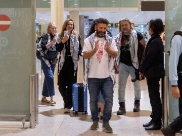 Imagen de archivo del activista hispanopalestino Saif Abukeshek, miembro de la Flotilla Global Sumud.