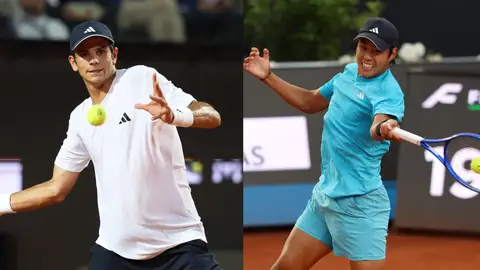 Rafa Jódar y Learner Tien, en acción en el Masters de Roma Rafa Jódar y Learner Tien, en acción en el Masters de Roma