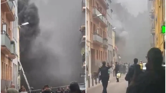 Imagen de la calle afectada por la explosión de gas en Barcelona Imagen de la calle afectada por la explosión de gas en Barcelona