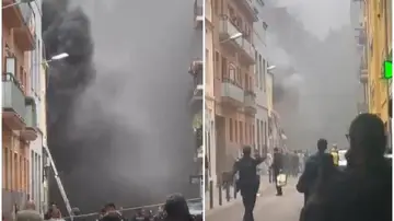 Imagen de la calle afectada por la explosión de gas en Barcelona Imagen de la calle afectada por la explosión de gas en Barcelona