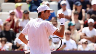 Rafa J&oacute;dar celebra un punto ante Learner Tien en Roma