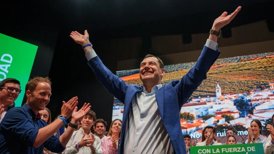 Juanma Moreno llena el Auditorio Guadalquivir de Jaén El presidente del PP-A y candidato a la reelección a la Presidencia de la Junta de Andalucía, Juanma Moreno durante su intervención en el mitin electoral. A 12 de mayo de 2026 en Jaén, Andalucía (España). El presidente del PP-A y candidato a la reelección a la Presidencia de la Junta de Andalucía, Juanma Moreno, ha intervenido este martes en un acto público de campaña en el Auditorio Guadalquivir del Palacio de Ferias y Congresos de Jaén 12 MAYO 2026 Francisco J. Olmo / Europa Press 12/05/...