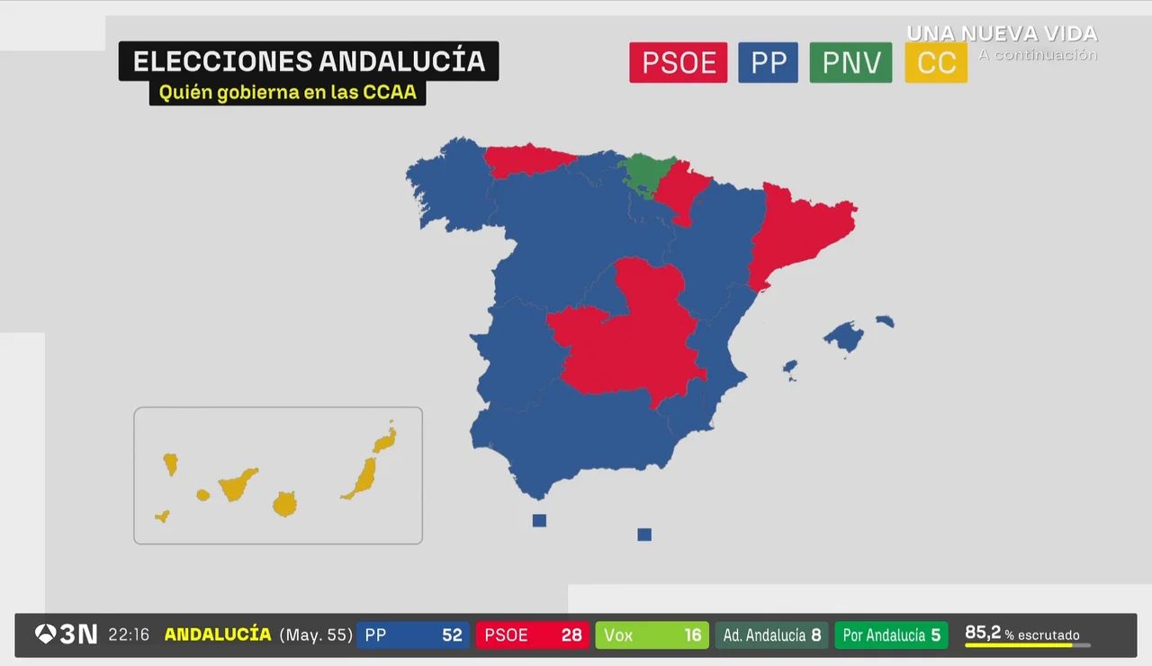 Los resultados en Andalucía aumentan la presencia autonómica del PP en España