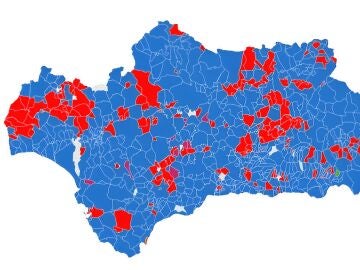 Imagen de mapa por municipios de las elecciones de Andaluc&iacute;a.