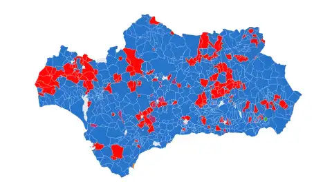 Imagen de mapa por municipios de las elecciones de Andalucía. Imagen de mapa por municipios de las elecciones de Andalucía.