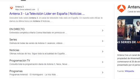 Antena 3 en Google