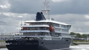 Imagen del MV Hondius llegando al puerto de Rotterdam. Imagen del MV Hondius llegando al puerto de Rotterdam.