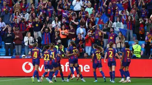 Las jugadoras del Barça celebran un gol de Pajor Las jugadoras del Barça celebran un gol de Pajor