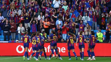 Las jugadoras del Barça celebran un gol de Pajor Las jugadoras del Barça celebran un gol de Pajor